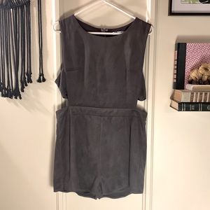 She & Sky Gray Suede Cut Out Sides Fully Lined Romper size L